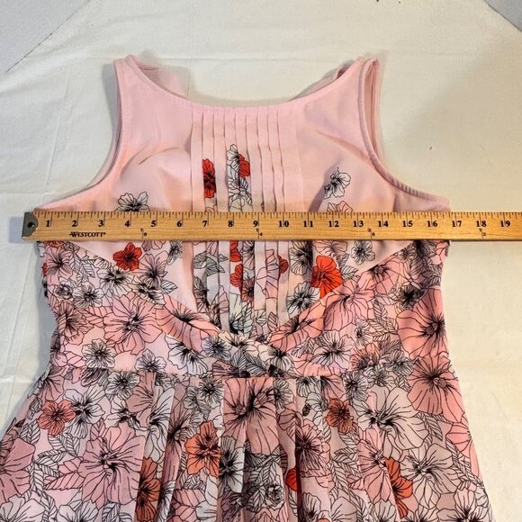 Dressbarn Floral Print Sleeveless Pink Dress Size 8 Pleated Details Fairy Whimsy - Picture 5 of 6